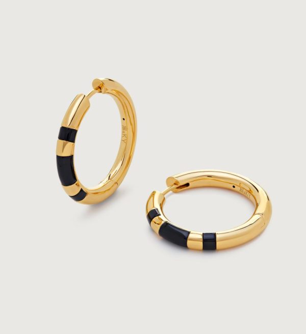 Earrings Earrings | Kate Young Gemstone Striped Medium Hoop Earrings 18k Gold Vermeil – Monica Vinader Womens www.sharongrantley.com