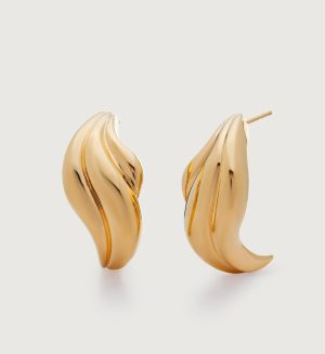 Earrings Earrings | Swirl Bold Stud Earrings 18k Gold Vermeil – Monica Vinader Womens www.sharongrantley.com