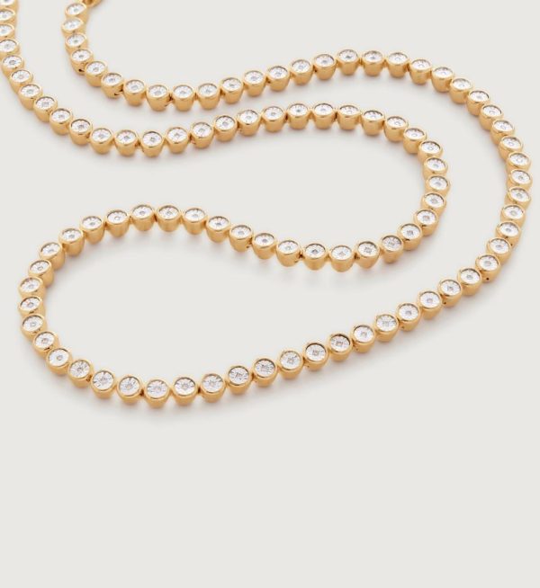 Jewelry Necklaces | Diamond Essential Tennis Necklace Adjustable 41-46cm/16-18′ 18k Gold Vermeil – Monica Vinader Womens www.sharongrantley.com