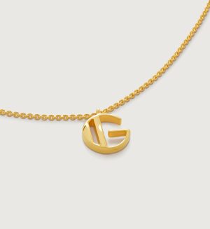 Jewelry Necklaces | Initial G Necklace Adjustable 41-46cm/16-18′ 18k Gold Vermeil – Monica Vinader Womens www.sharongrantley.com