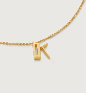 Jewelry Necklaces | Initial K Necklace Adjustable 41-46cm/16-18′ 18k Gold Vermeil – Monica Vinader Womens www.sharongrantley.com