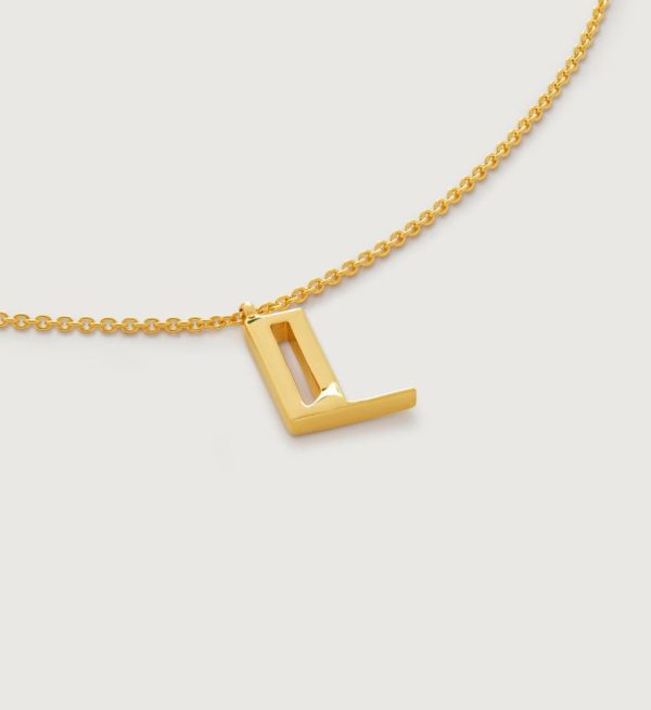 Jewelry Necklaces | Initial L Necklace Adjustable 41-46cm/16-18′ 18k Gold Vermeil – Monica Vinader Womens www.sharongrantley.com