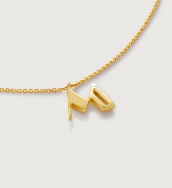 Jewelry Necklaces | Initial M Necklace Adjustable 41-46cm/16-18′ 18k Gold Vermeil – Monica Vinader Womens www.sharongrantley.com